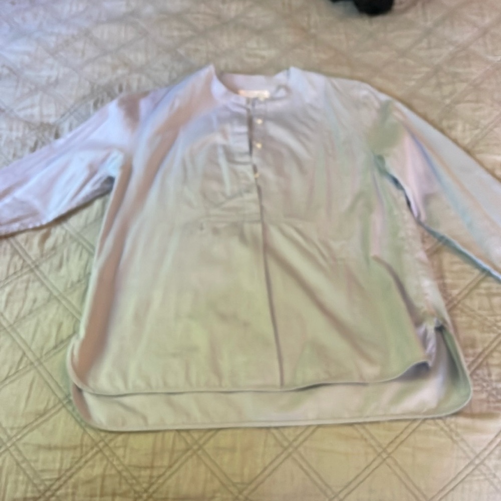 Everlane collarless big front button shirt
